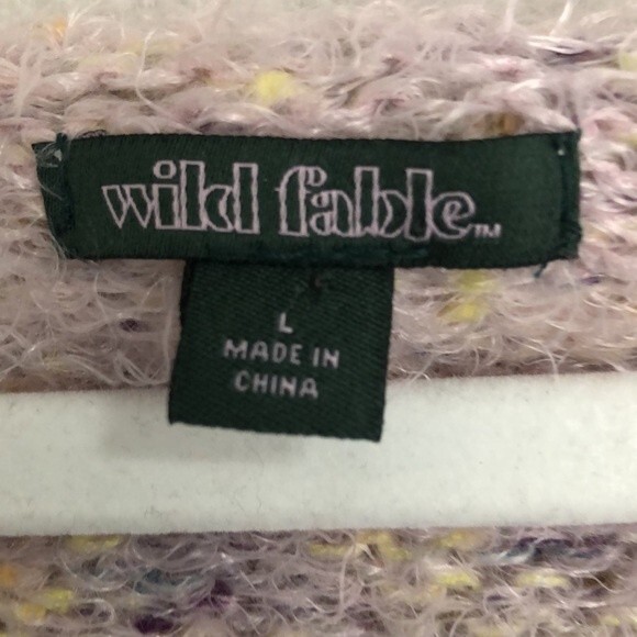 Wild Fable Eyelash knit cropped marled pink pullover sweater. Size L - Picture 4 of 5